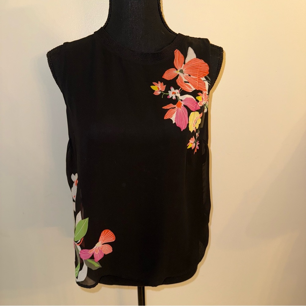Floral Black Sleeveless Top